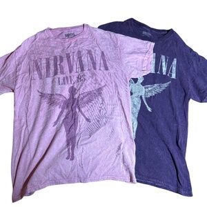 2 Nirvana In Utero T-Shirts, Live Concert '93, Purple & Pink, Unisex, Cotton, M